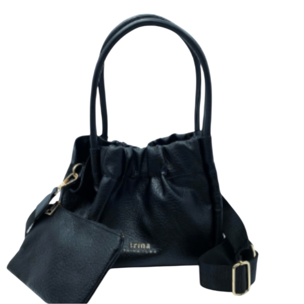 Trina Turk Black‎ Textured Leather Small Tote